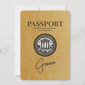 Gold Greece Passport Save the Date Kaart (Voorkant)