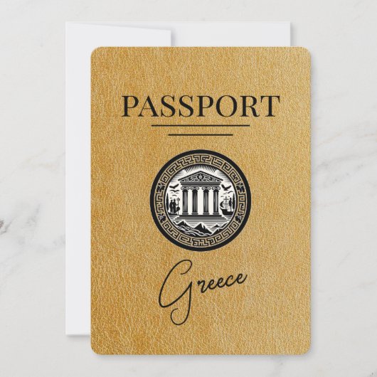 Gold Greece Passport Save the Date Kaart (Voorkant)