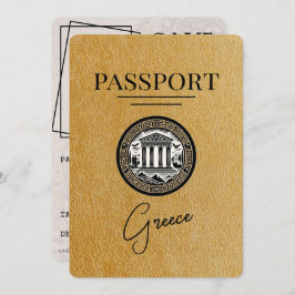 Gold Greece Passport Save the Date Kaart