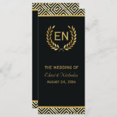 Gold Greek key & laurel wiet trouwprogramma Programmakaart (Voorkant / Achterkant)
