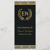 Gold Greek key & laurel wiet trouwprogramma Programmakaart (Voorkant)