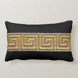 Gold Greek Key op zwart Sierkussen Kussen
