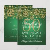 Gold Green 50th Birthday Save Date Winter Kaart (Voorkant / Achterkant)