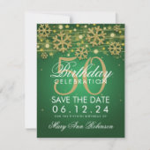 Gold Green 50th Birthday Save Date Winter Save The Date (Voorkant)
