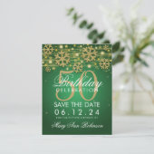 Gold Green 50th Birthday Save Date Winter Save The Date (Staand voorkant)