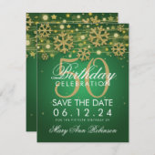 Gold Green 50th Birthday Save Date Winter Save The Date (Voorkant / Achterkant)