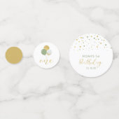 Gold & Green Balloons 1e verjaardag Confetti (Achterkanten)