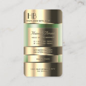 Gold Green Bin Faux Engraving Font met Initialen Visitekaartje (Achterkant)