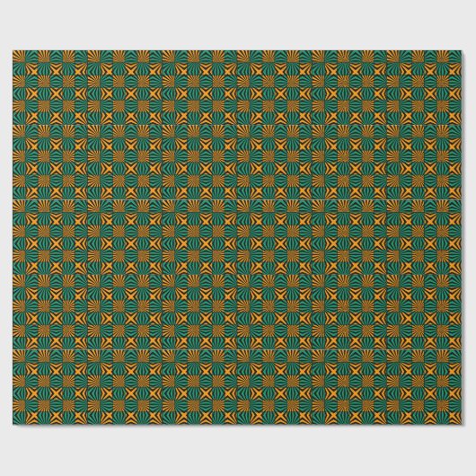 Gold Green Black Square Geometric Pattern Cadeaupapier (Vlak)