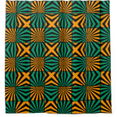 Gold Green Black Square Geometric Pattern Douchegordijn (Voorkant)