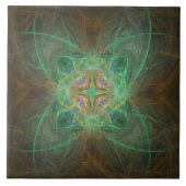 Gold Green Blue Pattern Ceramic Tile Tegeltje (Voorkant)