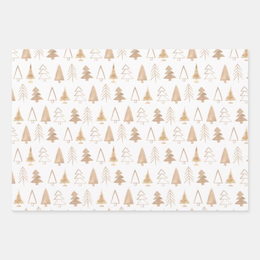 Gold Green Boho kerstbomen Trendy Inpakpapier Vel (Voorkant)