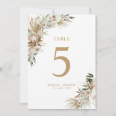 Gold & Green Boho Wedding Party Tabelnummer Kaart (Achterkant)