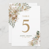 Gold & Green Boho Wedding Party Tabelnummer Kaart (Voorkant / Achterkant)