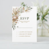 Gold & Green Boho Wedding Response Kaart (Staand voorkant)