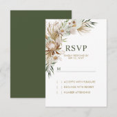 Gold & Green Boho Wedding Response Kaart (Voorkant / Achterkant)