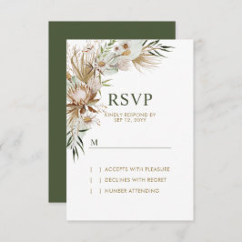 Gold & Green Boho Wedding Response Kaart