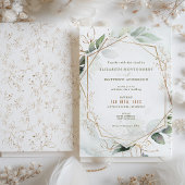 Gold & Green Boho Wedding Waterverf Rustic Kaart