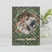 Gold Green Buffalo met kerstkaarten Feestdagenkaart (Staand voorkant)