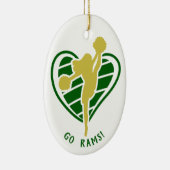 Gold Green Cheerleader Team Name Ceramic Ornament (Rechts)