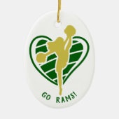 Gold Green Cheerleader Team Name Ceramic Ornament (Voorkant)