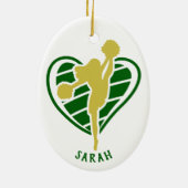 Gold Green Cheerleader Team Name Ceramic Ornament (Achterkant)