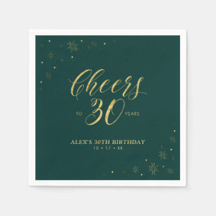 Gold & Green Cheers 30th Birthday Party Napkins Servet