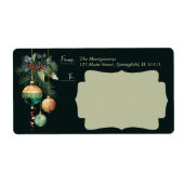Gold Green Christmas Ornaments Shipping Etiket (Voorkant)