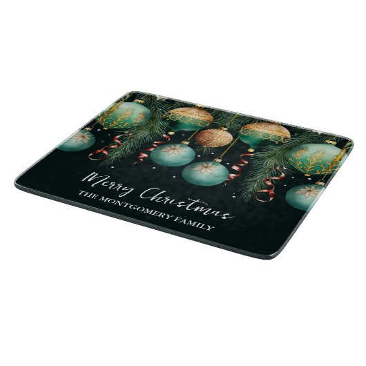 Gold Green Christmas Ornaments Snijplank (Hoek)