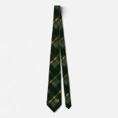 Gold Green Christmas Plaid Monogram Stropdas (Voorkant)