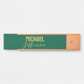 Gold green color elegant modern minimalist name deurbordje (Voorkant)