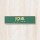 Gold green color elegant modern minimalist name deurbordje (Voorkant)
