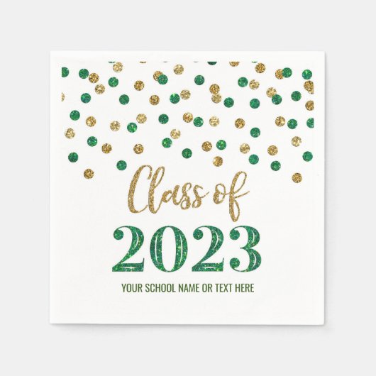 Gold Green Confetti Class of 2023 Napkins Servet (Voorkant)