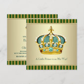 Gold Green Crown Prince Baby Shower Kaart (Voorkant / Achterkant)