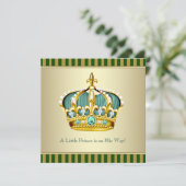 Gold Green Crown Prince Baby Shower Kaart (Staand voorkant)