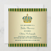 Gold Green Crown Prince Baby Shower Kaart (Achterkant)