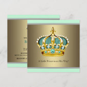 Gold Green Crown Prince Baby Shower Kaart (Voorkant / Achterkant)