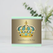 Gold Green Crown Prince Baby Shower Kaart (Staand voorkant)