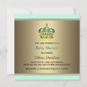 Gold Green Crown Prince Baby Shower Kaart (Achterkant)