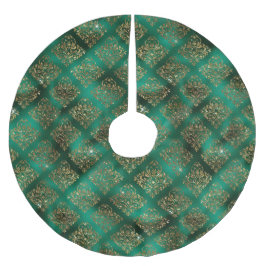 Gold Green Damask Elegant Chic Kerstmis Kerstboom Rok
