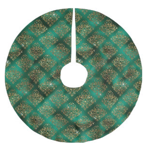 Gold Green Damask Elegant Chic Kerstmis Kerstboom Rok