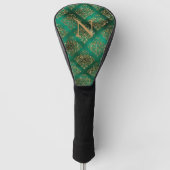 Gold Green Damask Elegant Monogram Glitter Golfheadcover (Voorkant)