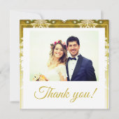 Gold Green Damask Wedding Bedankkaart (Voorkant)