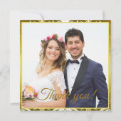 Gold Green Damask Wedding Bedankkaart (Voorkant)
