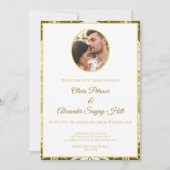 Gold Green Damask Wedding Kaart (Voorkant)