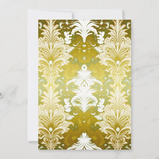 Gold Green Damask Wedding Kaart (Achterkant)
