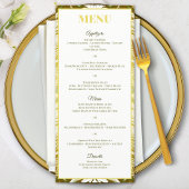 Gold Green Damask Wedding Menu