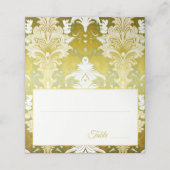 Gold Green Damask Wedding Plaatskaartje (Buitenkant ongevouwen)