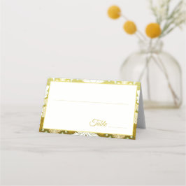 Gold Green Damask Wedding Plaatskaartje
