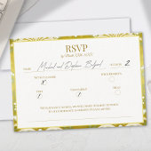 Gold Green Damask Wedding RSVP Kaartje